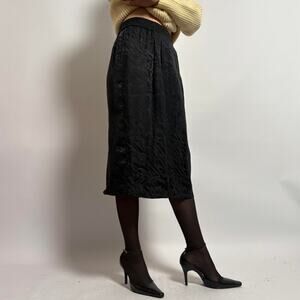 Vintage silk black midi skirt